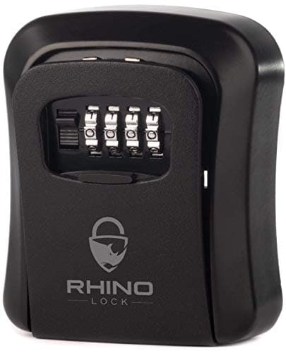 Image of Rhino Lock Secure Key Combination Safe - Outdoor Heavy Duty Wall Mounted Security Key Safe - Large Internal Storage for House or Office Keys with Strong 4 Digit Lock #UKBrand (Medium, Black)