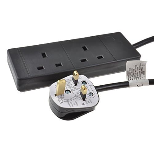 Image of PRO ELEC PELB1736 2 Gang Extension Lead 2m, Black