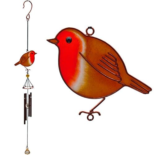 Image of Multicolor Metal Robin Windchime - 51cm x 8cm (1 Pc.) - Eye-catching & Unique Dsign, Melodious Home Decor - Perfect Garden Addition & Revitalizing Gift Idea