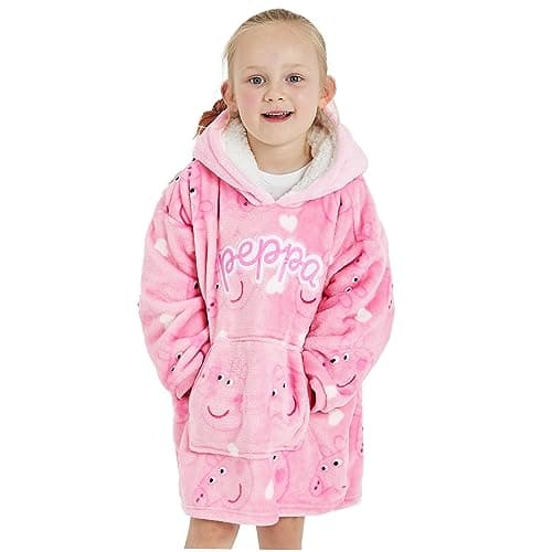 Image of Girls Peppa Pig Hoodie Oversized Soft Fleece (2-4 Years)