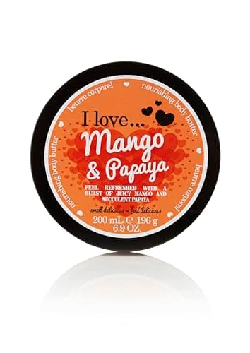 Image of I Love Mango & Papaya Body Butter, 87% Naturally Derived Ingredients, Shea Butter & Coconut Oil for Soft, Hydrated Skin, Moisturizing & Lightly Scented, Natural Fruit Extracts, Vegan-Friendly - 200ml.