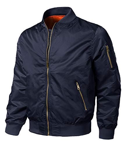 Image of EKLENTSON Men's Jackets Windproof Bomber Jacket Full Zip Warm Padded Coats Navy