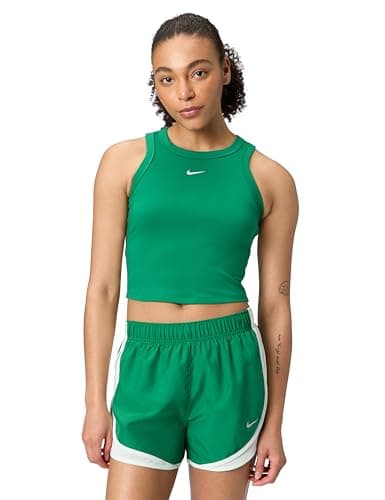Image of Nike Women's One Fitted Dri-fit Cropped Tank Top, Malachite/White, L