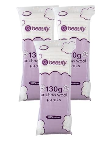 Image of CS Beauty 3 Packs of Cotton Wool Pleated Fabric, Total 390 Grams - 100% Cotton