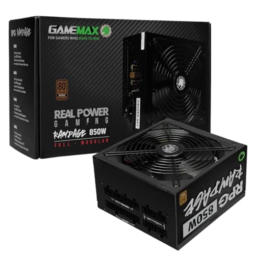 Image of GameMax 850W Rampage Power Supply (No Power Cable inc.), Full-Modular, APFC, Japanese Tk Main Capacitor, 80 Plus Bronze, 88% Efficiency, 14cm Cooling Fan, Real Power Gaming | Black