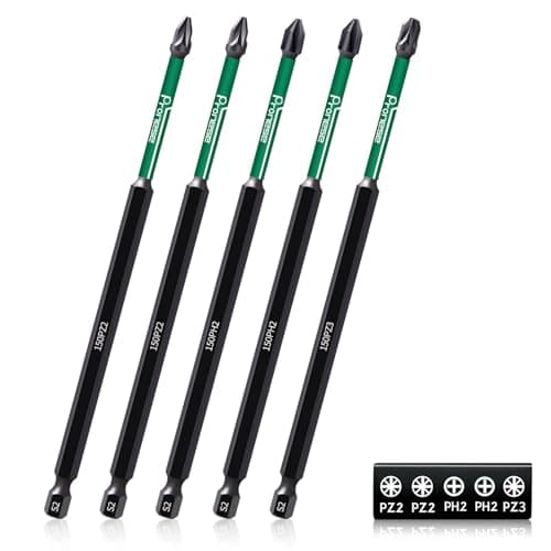 Image of Pronese 5 pcs 150 mm PZ2 & PH2 & PZ3 Magnetic Impact Driver Bits, Long S2 Steel Magnetic Drill Bits