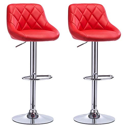 Image of DS 2xBar Stools Chairs Breakfast Dining Stools for Kitchen,Counter, Bar Stools Adjustable Swivel Gas Lift/Chrome Steel Footrest. Light Grey, Grey & Black (Red)