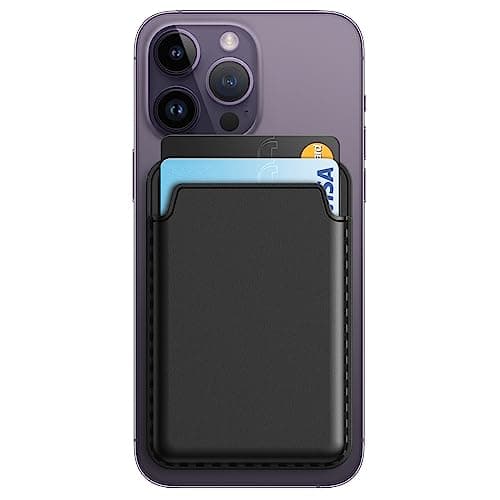 Image of JETech Magnetic Wallet Compatible with MagSafe for iPhone 17/17e/Air/16/15/14/13/12 Series, Pixel 10 Series, PU Phone Card Holder, Store 1-2 Cards (Black)