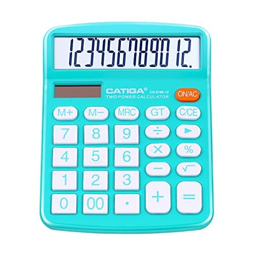 Image of CATIGA Desktop Calculator 12 Digit with Large LCD Display and Sensitive Button, Solar and Battery Dual Power, Standard Function for Office, Home, School, CD-2786