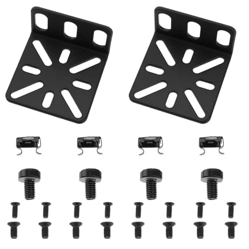 Image of Be In Your Mind 2Pcs Switch Adjustable Rack Rack Mount Kit Adjustable Hole Distance 13-35mm Compatible with Buffalo Tech 17.3 Inch Compatible with Cisco 45x44.5x25mm Black