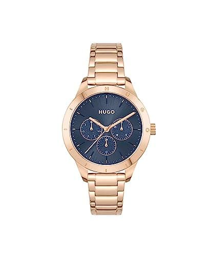 Image of HUGO Analogue Multifunction Quartz Watch for Women #Friend Collection with Carnation Gold Colored Stainless Steel Bracelet - 1540092