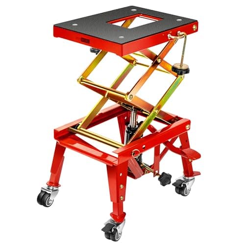 Image of VIVOHOME Motorcycle Lift Jack Stand 160kg Heavy Duty Hydraulic Operated ATV Dirt Bike Scissor Stand with 4 Wheels