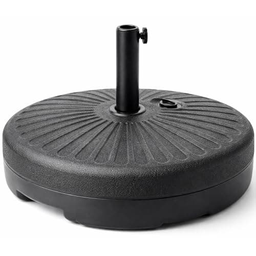 Image of Dawsons Living Round Parasol Base Fillable 21kg, Heavy Duty Round Plastic Garden Umbrella Holder Stand Weight Base, Water Sand Filled, For 38mm and 48mm Poles, Black