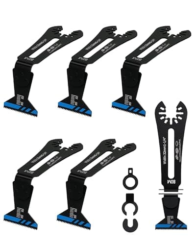 Image of 32MM Universal Bi-Metal 90°Multitool Blades,BRSCHNITT Reach Oscillating Saw Blades + 3 Connectors,Power Oscillating Tool Blades for Narrow or Corner Cutting (6-Pcs)