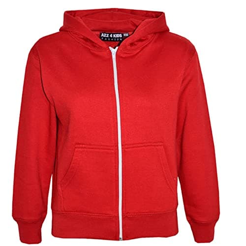 Image of A2Z 4 Kids Girls Boys Classic Plain Tie Dye Print Full Zip Up Hooded Zipper Top Jacket - Zipper Red 5-6.