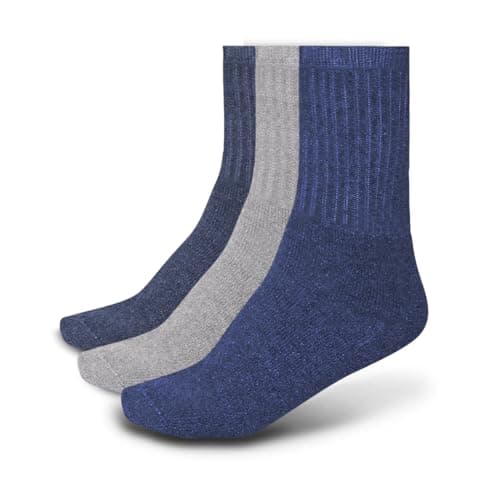 Image of ArkXani® 3 Pairs Men’s Cotton Rich Plain Sport Socks Comfortable Crew Men Sportswear Socks Mens Workout Athletic Training Socks Assorted Colours (Navy, Light Grey and Dark Grey) UK 6-11