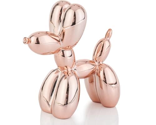 Image of AMOIENSIS Rose Gold Balloon Dog Statue - Galvanized Animal Sculpture - Small Eclectic Ornament for Shelf and Desk - 4"