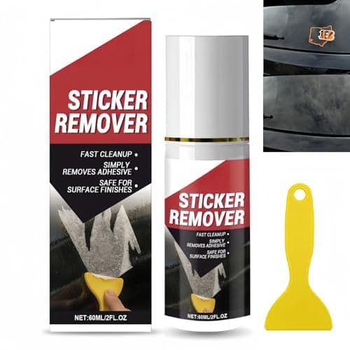 Image of Sticky Stuff Remover with Scraper,Sticky Stuff Remover Spray,Adhesive Remover & Glue Remover Spray for Tape,Sticker Residue,Labels,Surface Plastic Scraper Tool,Gentle Formula for Glass,Plastic,60ml