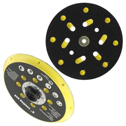 Image of 6 Inch Sander Backing Pad with 17 Holes for Efficient Dust Extraction, Compatible with BO6030, BO6040, RO1, ES150, ET2 Orbital Sanders, 150mm Diameter Plastic Pad, for Smooth Sanding and Polishing