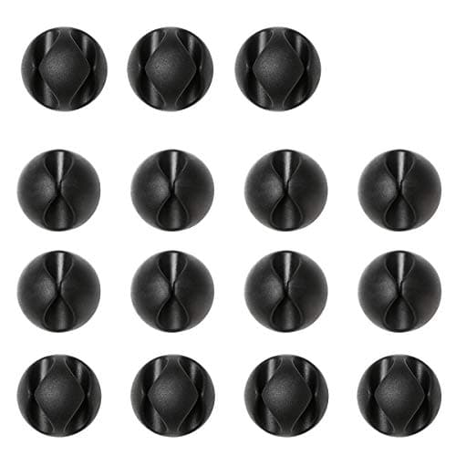 Image of URAQT Cable Clips Holders, 15pcs Cable Tidy Clips Management, Desktop Cord Holder, Charging Cord Cable Management for Home, Office, Car and Desk, Black