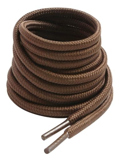 Image of VSUDO 90 cm Round Brown Boot Laces, 4mm Diameter Shoe Laces for Boots, Heavy Duty Outdoor Work & Hiking Shoelaces for Men or Women (1 Pair-Brown-90cm)