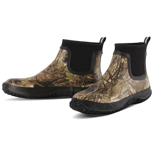 Image of Men's rubber ankle rain boots, 100% rubber, waterproof, anti slip, easy to clean, suitable for fishing and household chores (camouflage, 9, Adult, Men, 9, Numeric, UK Footwear Size System, Medium)