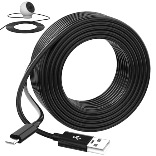 Image of USB C Cable 10M,Extra Long Power Extension Cable Compatible with Mi Smart Camera 2K C301 C400 C500/Ring Pan-Tilt/eufy/Blink Mini/CCTV/Cinnado 2K,USB A to USB C Charging Cord for Security Cameras,Black