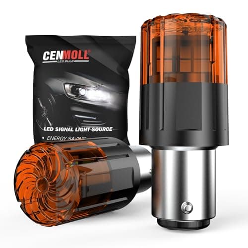 Image of Cenmoll P21/5W LED Bulb Amber Yellow, 3200LM Super Bright 12V-24V Build-in Load Resistor 1157 BAY15D 380 P21/5W Car Bulb Replacement for Backup Tail Brake Turn Signal Parking DRL Lights, 2 Pack
