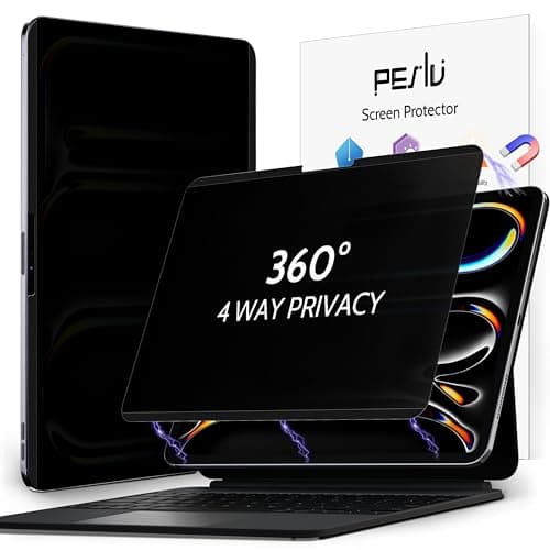 Image of Peslv 4-Way Magnetic Privacy Screen for iPad Pro 13 Inch 7th (2024, M4),360 Removable Anti Blue Light Glare Spy Private Filter, High Sensitive Bubble-Free Easy Install Black Security Screen Protector