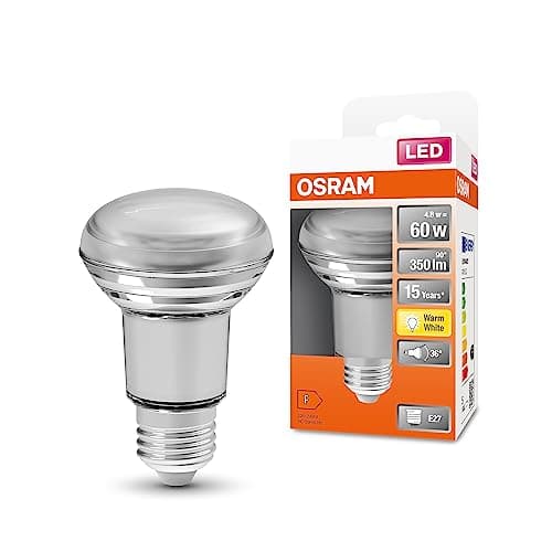 Image of OSRAM Led Star R63 Led Lamp for E27 Base, Reflector Lamp, Glass Design, 350 Lumens, Warm White (2700K), Replacement for Conventional 60W Light Bulbs, Not Dimmable, 1-Pack