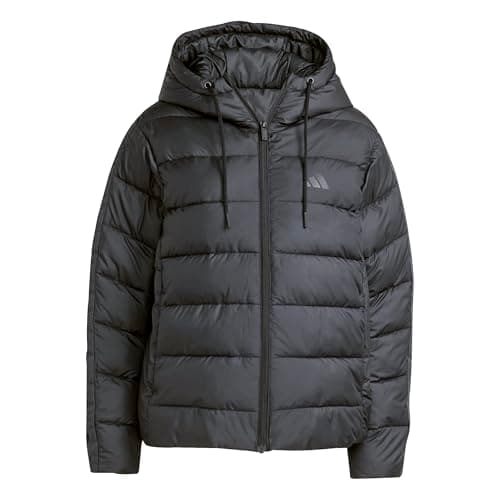 Image of adidas Women's Essentials CLIMAWARM 3 Stripes Synthetic Down Hooded Jackets, black, M