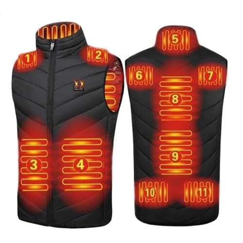 Image of joyvio Electric Heated Vest, Unisex Washable USB Rechargeable Heated Waistcoat Winter Body Warmer Jacket Heated Gilet Coat for Outdoor Activities Men/Women Black (Power Bank Not Included), 3XL