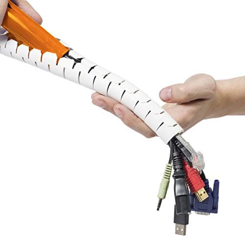 Image of D-Line CZ252.5W Sleeve, TV Management Solution, Wire Tidy to Hide Organise & Protect Cables-2.5m Length, 25mm Outer Diameter-White