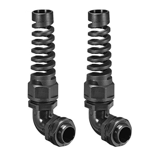 Image of sourcing map M20 Cable Gland 90 Degree Waterproof IP68 Nylon Joint Adjustable Locknut with Strain Relief for 9mm-14mm Dia Cable Wire, 2 Pcs