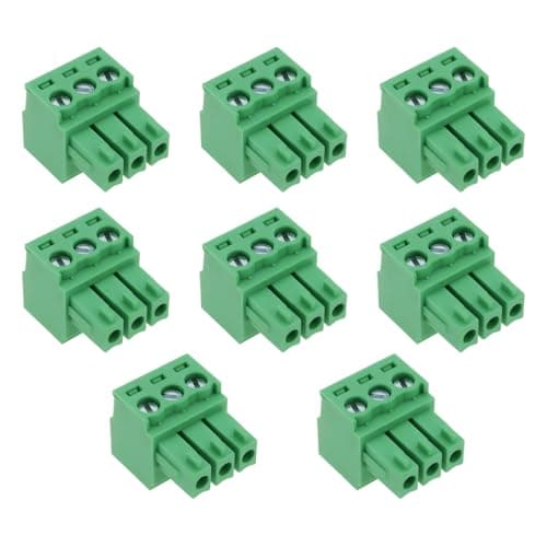 Image of VGOL 8 Pcs Audio Equipment 3 Pin Green Connector Pin Spacing 3.5mm Compatible with Phoenix