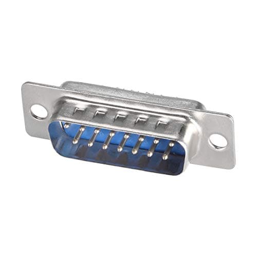 Image of sourcing map D-sub Connector Male Plug 15-pin 2-row Port Terminal Breakout Solder Type for Mechanical Equipment CNC Computers Blue Pack of 10