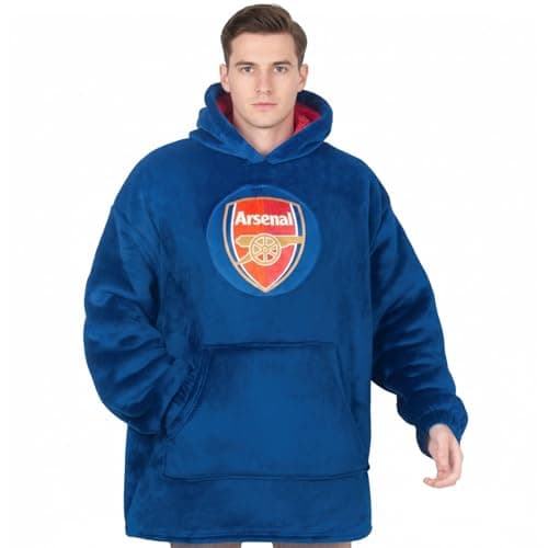 Image of Arsenal F.C. Adults Oversized Hoodie Blanket - Official Football Gift, Navy, Size XL-XXXL