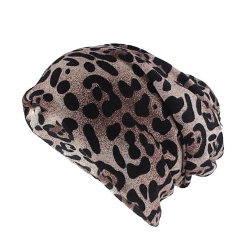 Image of SOYNIA Beanie Hat Hip Hop Women Fashion Leopard Print Warm Hat Caps For Girl Dot Cotton Beanies Skullies Double Used Hats Scarf 52-60Cm Gray