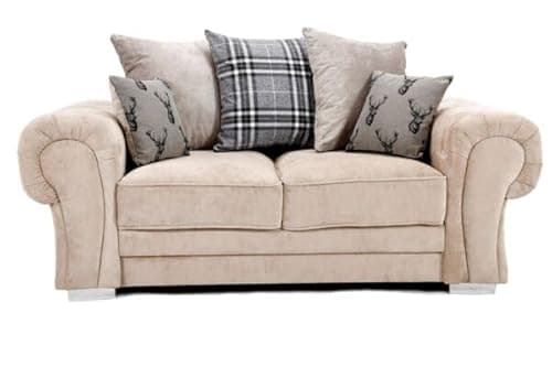 Image of Verona - Corner Sofa - 3 Seater - 2 Seater - Mink Fabric - Scatterback Cushions (2 Seater)