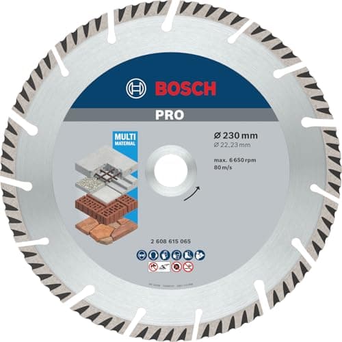 Image of Bosch 1x PRO Multi Material Diamond Cutting Disc for Bore 22.23 and Large Angle Grinders (for Concrete, Reinforced concrete, Ø 230 mm, Professional Accessory Large Angle Grinder)