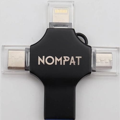 Image of NomPat 128GB 4-in-1 USB 3.0 Flash Drive – High-Speed Metal PhotoStick Memory Stick, Portable External Storage Backup Drive for Smartphone, Laptop, Android, PC & iOS