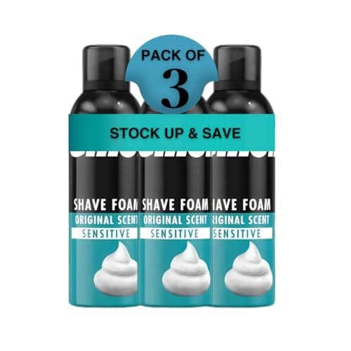 Image of Classic Sensitive Skin Shaving Foam, 200ml – Pack of 3 for Gentle and Effective Shaving with Soothing Formula to Prevent Irritation and Ensure a Smooth, Comfortable Shave Every Time
