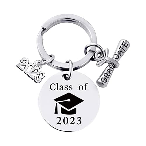 Image of 2026 Keychain 2023 Graduation Season Gift Keychain Pendant Stainless Steel Round European American Border Gift Metal, b, One Size