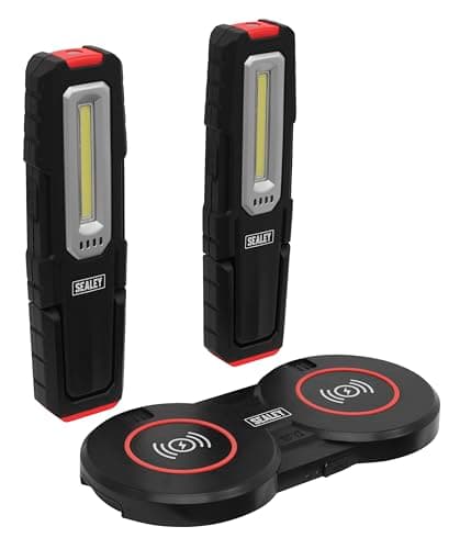 Image of Sealey Inspection Light (x2) 5W COB & 1W SMD LED & Double Wireless Charging Base - LEDWCBCOMBO5