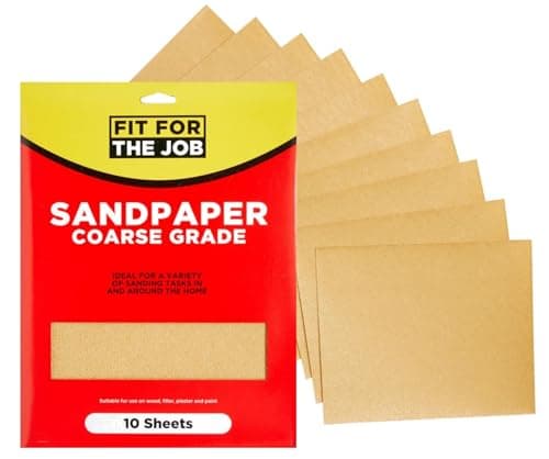 Image of Fit For The Job 10 Large A4 Size Sheets Coarse Grade Sandpaper for Sanding Wood, Furniture, Metal, Plaster For Home Improvement, Decorating & More, 11x9 inch (230x280mm) 11" x 9"