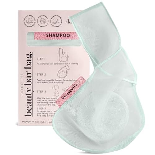 Image of Kitsch Bar Soap Saver Bag – Patented Mesh Bag Soap Holder for Shampoo and Conditioner Bars - Extends Use & Prevents Soggy Mess - Recycled Mesh Beauty Pouch, Eco-Friendly – Mint