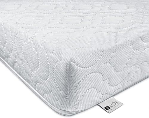Image of iSTYLE MODE BETTER HOME CHOICE Baby Toddler Cot Bed Fully Breathable Foam Mattress & Waterproof Cover (120 x 60 x 5) White