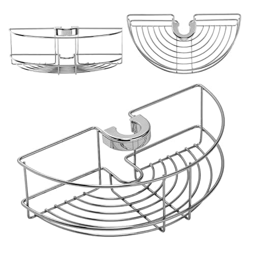 Image of Croydex Clip On Riser Rail Shower Caddy - Easy to Fit Chrome Finish Bathroom Storage, Rust-Free Clip-on Basket with 5-Year Guarantee, Fits Standard Rails, 8.5 x 26.5 x 13.5 cm