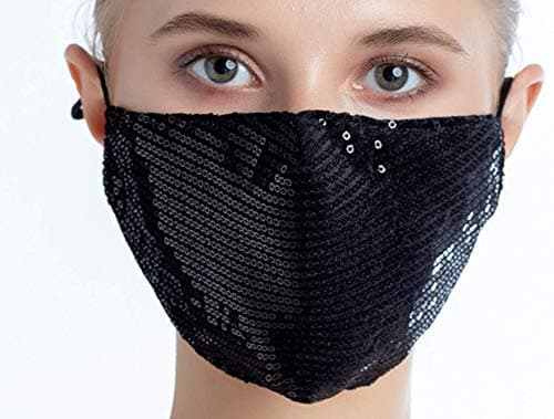 Image of eBoutik – Sparkling Elegant Face Coverings Mask - Reusable Summer Hayfever Allergic Allergies Provention - Wedding, Travel Train & Plane Protection - (Black)