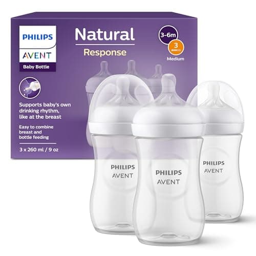 Image of Philips Avent Natural Response Baby Bottle - 3 x 260ml Baby Milk Bottle for Newborns and Up, BPA Free, 1+ Months (Model SCY903/03)